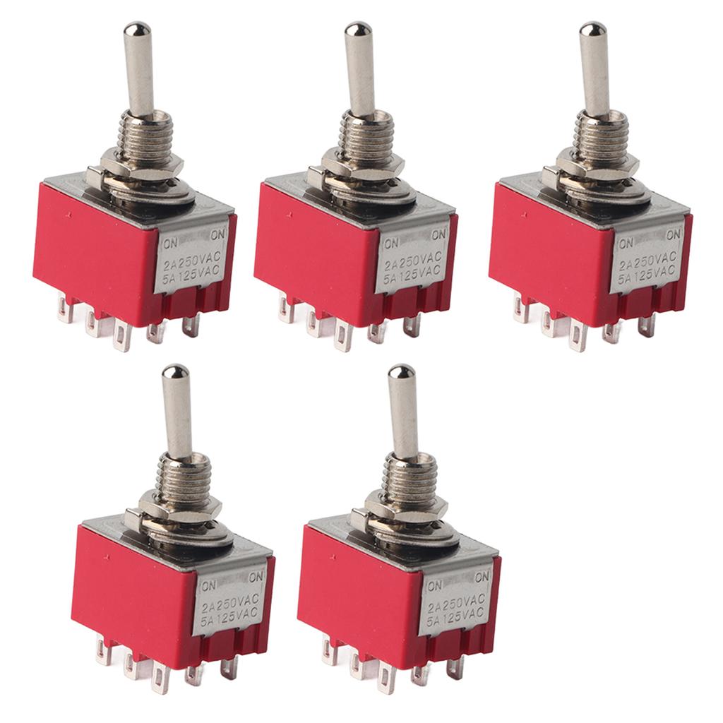 5Pcs ONON 2 Position Toggle Switch 3PDT 9 Pin 6mm 2A250VAC 5A125VAC