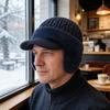 Men Hat Moisture-Wicking Breathable Warm Hat with Fleece Lining Solid Color Ear Protection Knitting Hat