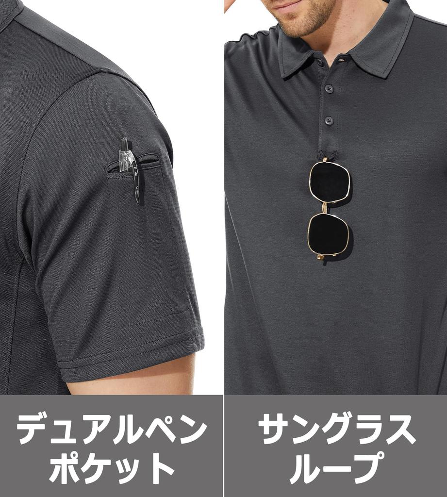 Casual for Sweat Polo Short Large Dark XL [TACVASEN] T-shirt Men, Absorbent, Polo, Outdoor, Shirt, Comfortable, Sleeve, Golf, POLO, Business, Tops,