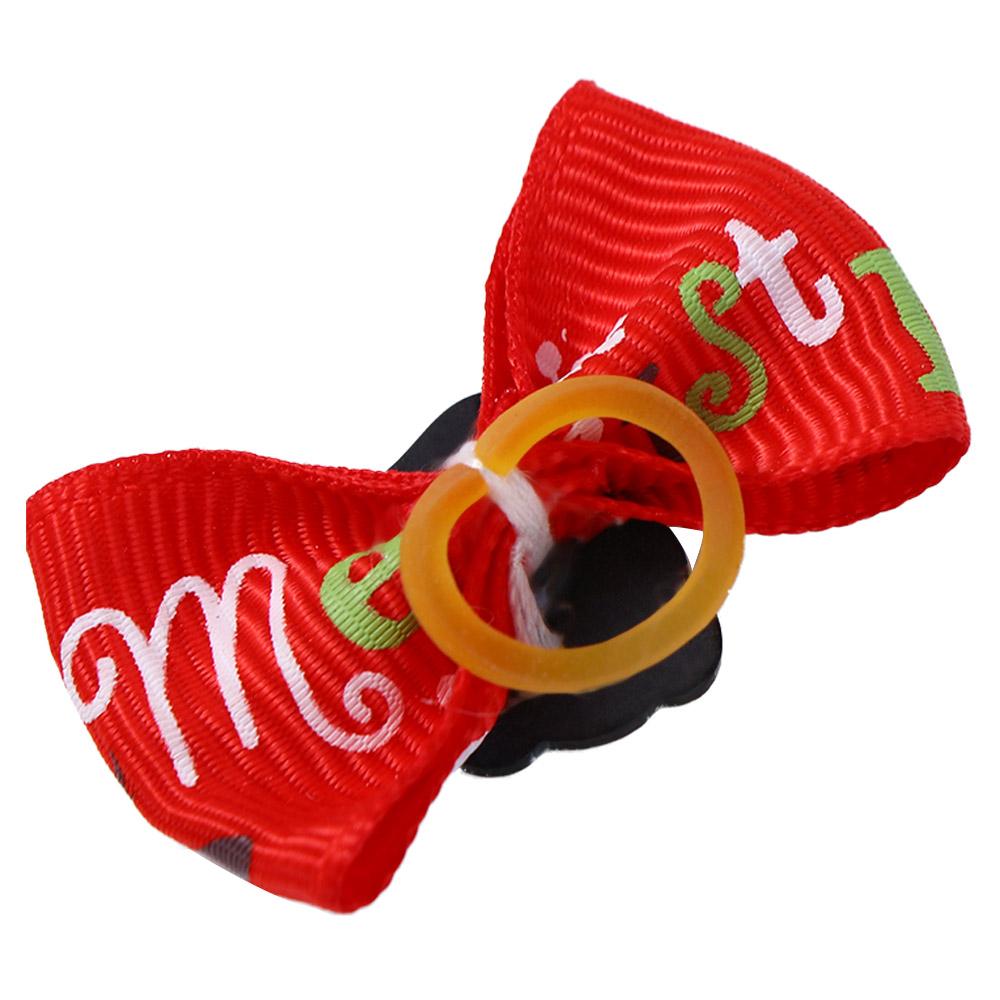 Holiday Hand-made Rubber Band Elastic Dogs Cats Christmas Dog Hair Accessories Hair Clips Dog Grooming Bows Dog Hair Bows