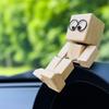 Shaking Wooden Man Figurine Handmade Car Ornaments Action Figure Little Nerdy Dolls Car Accessories Car Ornaments Creative Gifts