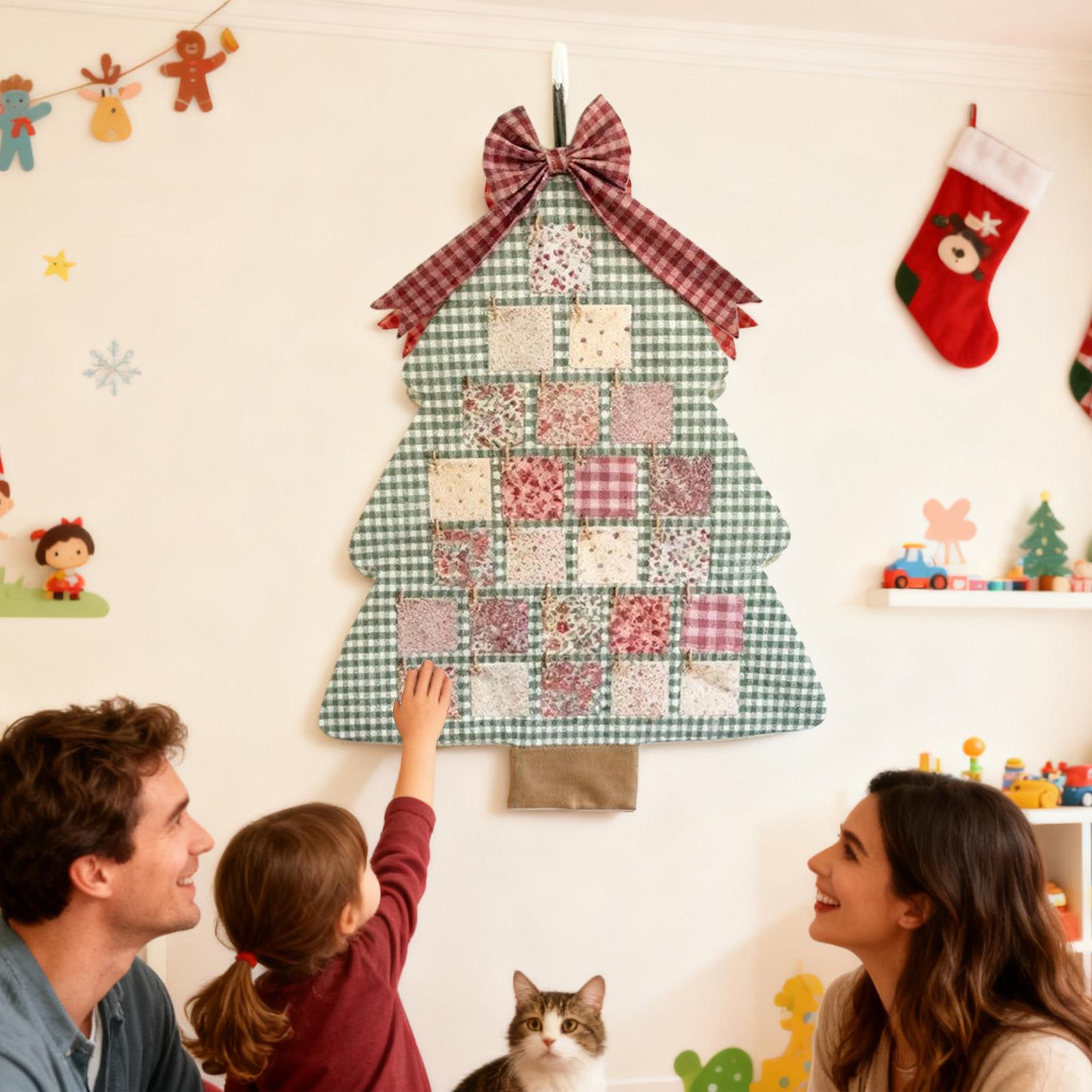 

2025 Christmas Countdown Calendar Reusable 24 Days Fabric Holiday Decoration Fabric Christmas Tree Countdown Calendar for Men Xxl