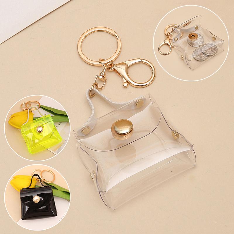 Transparent Mini Coin Purse Keychain Bag Charm Handbag Design Coin & Earphone Holder Novelty Miniature Purse Keychain