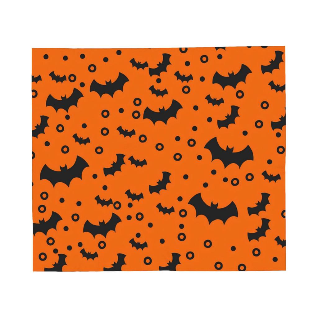 Halloween Blankets Orange Black Cats Pumpkins Bats Fuzzy Throw Blanket Airplane Travel Decoration Ultra-Soft Warm Bedspreads