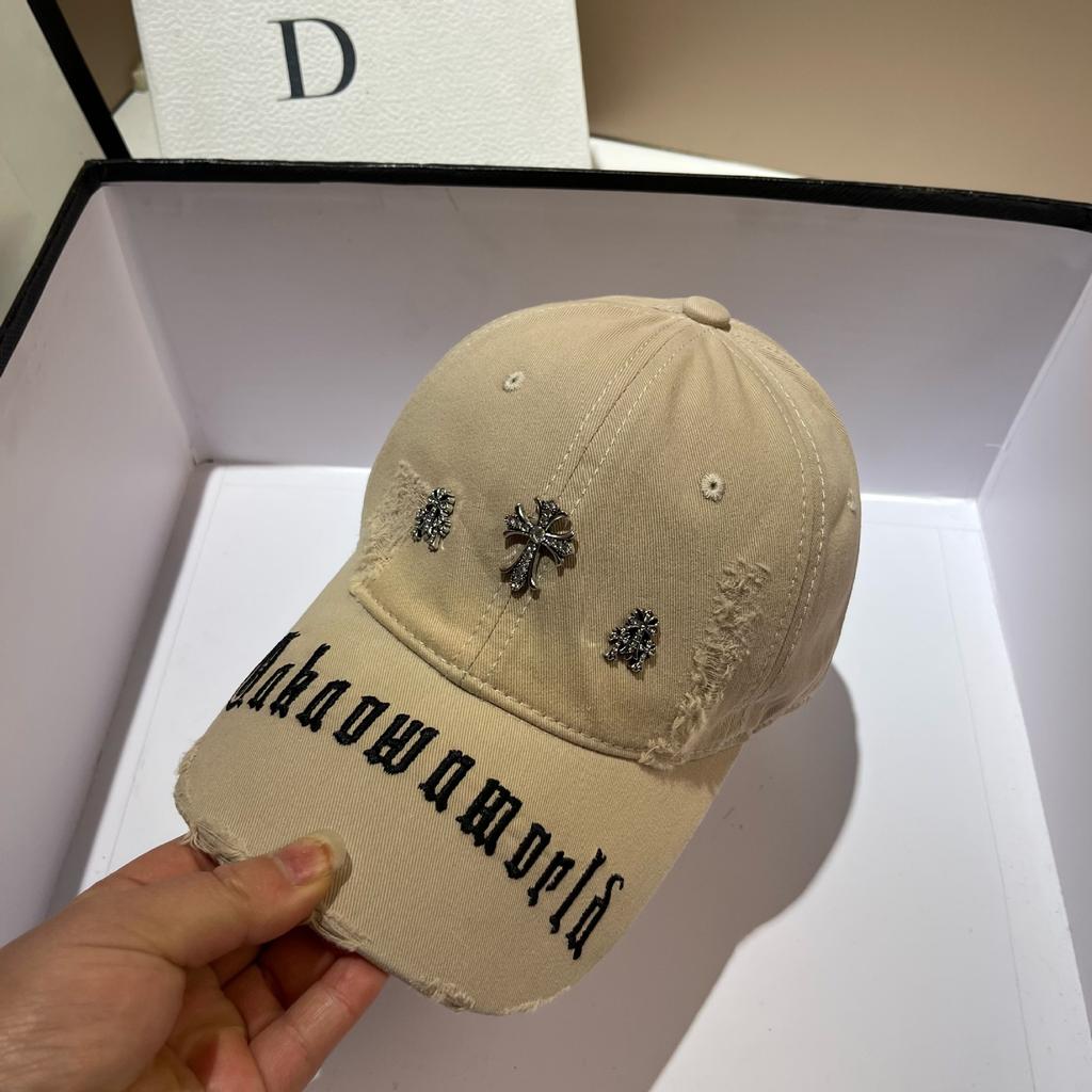Cross Personality Washed Ripped Cap Street Versatile Punk Style Embroidery Alphabet Baseball Cap