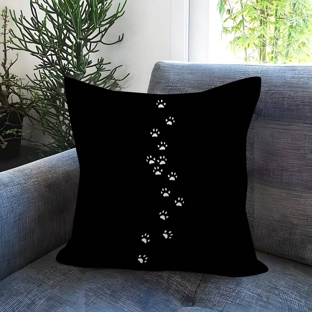 Fashion Black Cat Paw Cushion Cover Pillowcase Upholstery Sofa Throw Pillow Home Decor Pillowcas