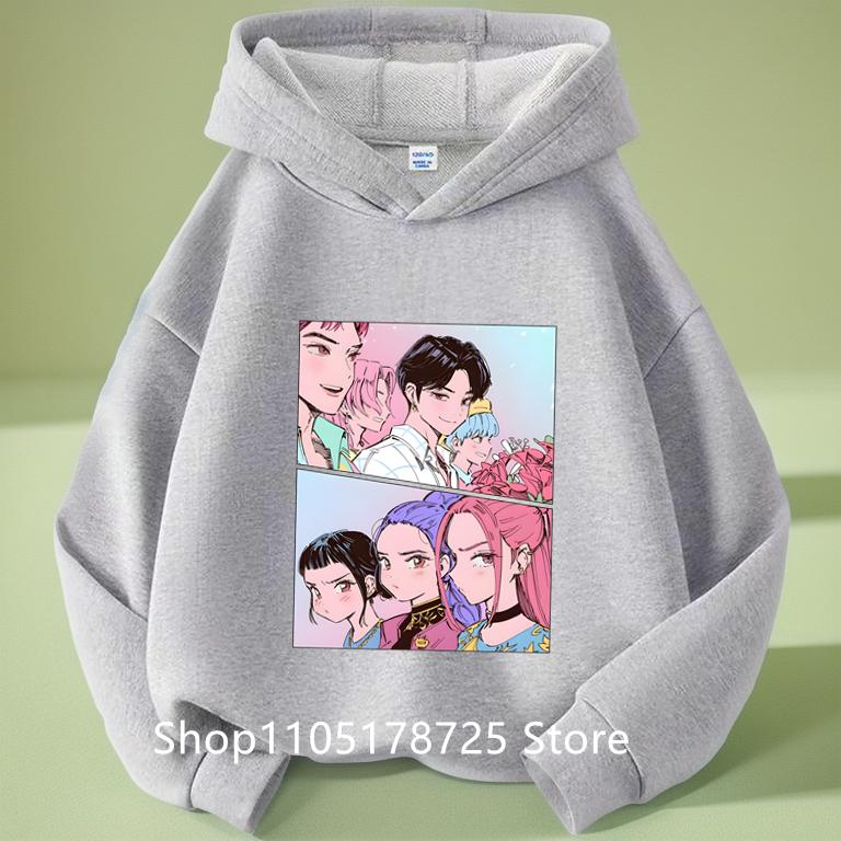 KPop Demon Hunters Huntrix Hoodie Baby Girls Boys Fashion Sweatshirt Harajuku Long Sleeve Pullover Kids New Cartoon Tops