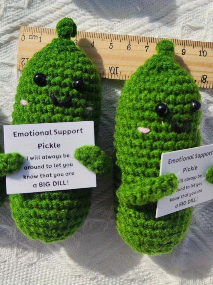 Cute Handmade Plush Doll Knitted Cucumber Décor with Positive Message Valentine's Day New  Birthday Gift for Kid and Couples