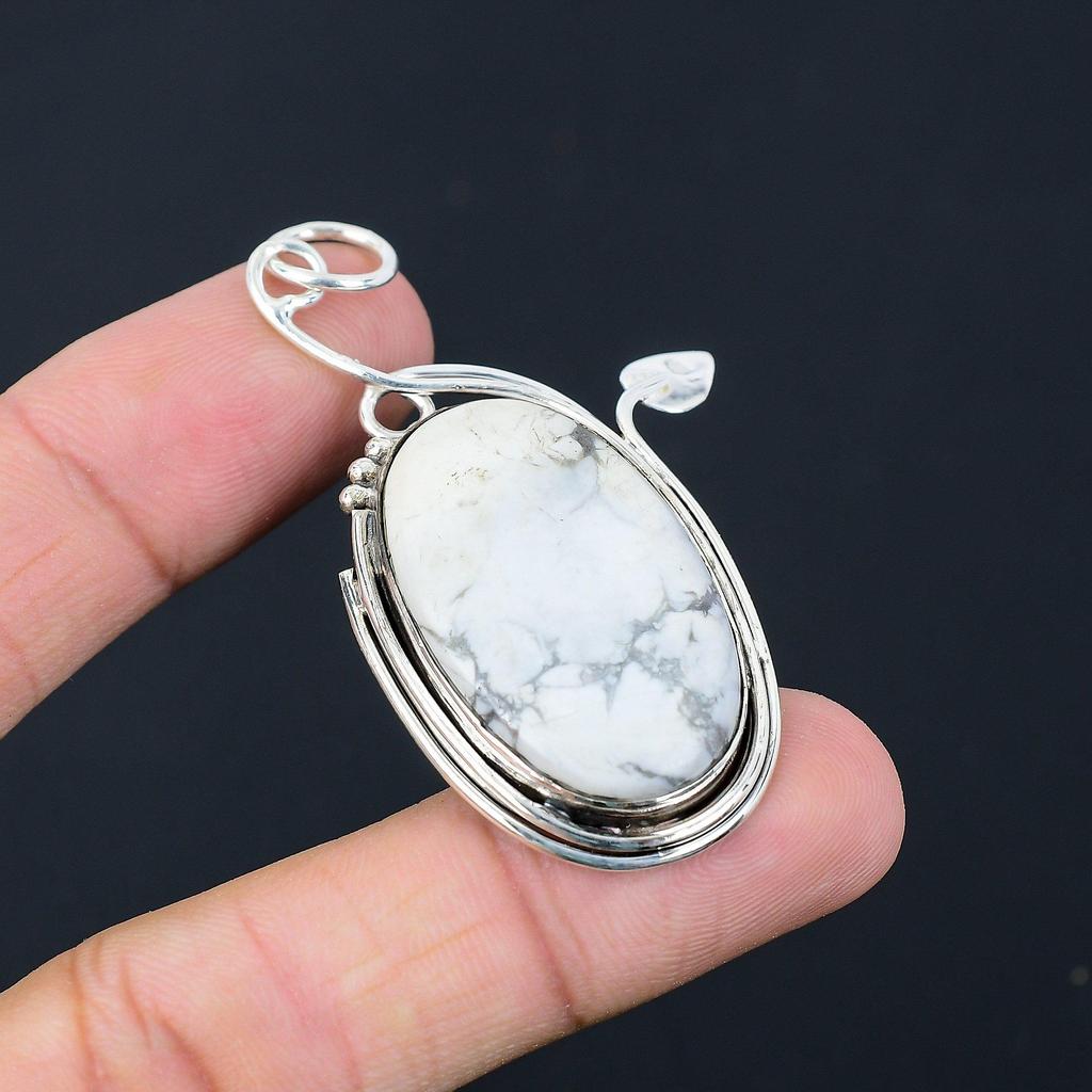 Friendship Day Deal Sterling Silver Natural Howlite Crown Chakra Pendant Jewelry