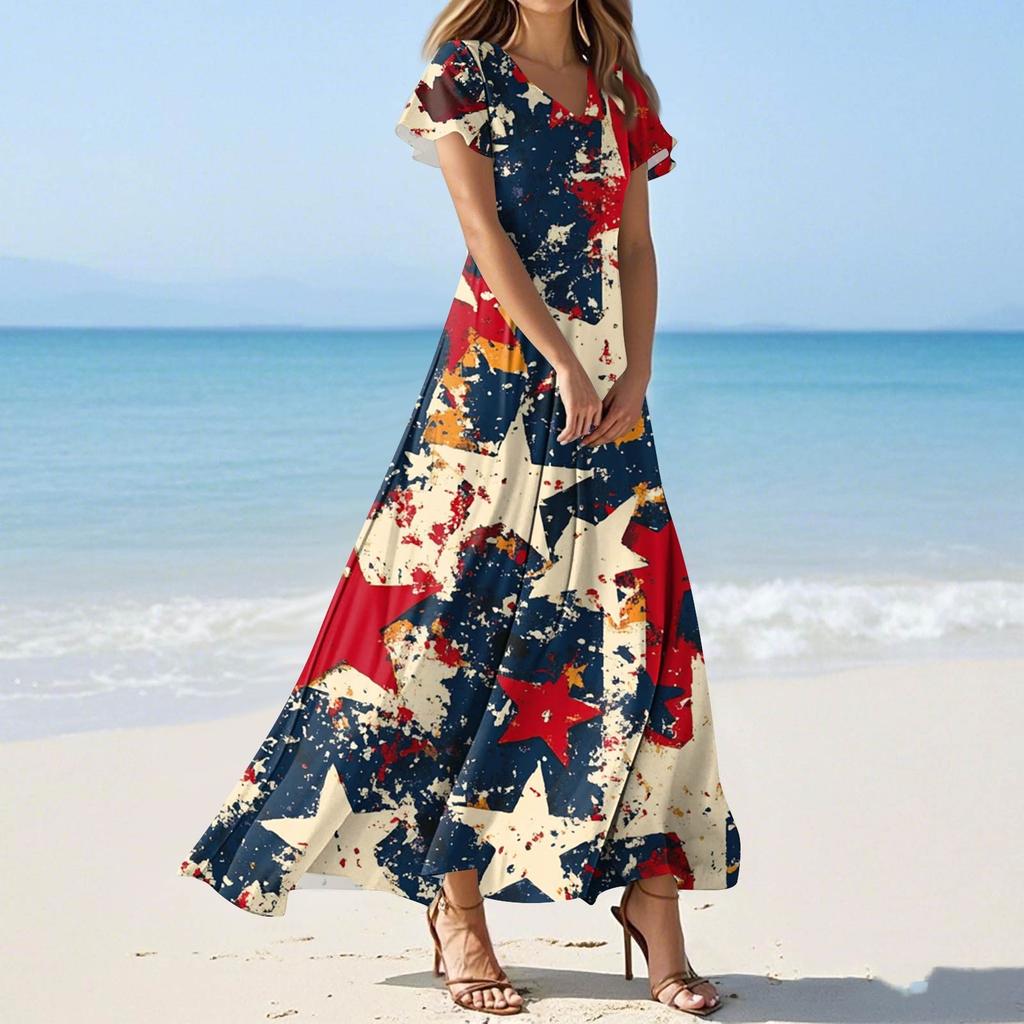 Rochii cu mâneci scurte cu decolteu în V pentru femei