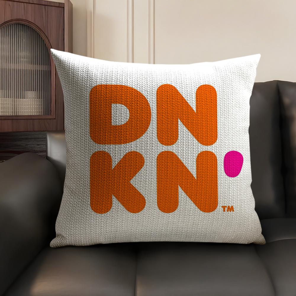 Food Dunkin' Donuts Cushion Cover Summer Breathable Linen Organic Fabric Double-Sided Printing Sofa Pillow Case Home Decor