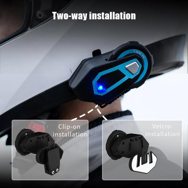 T Max Pro Motorcycle Intercom Bluetooth Helmet Headset 6 Riders BT 5.0 1200M FM Motor Interphone Communicator Earphone