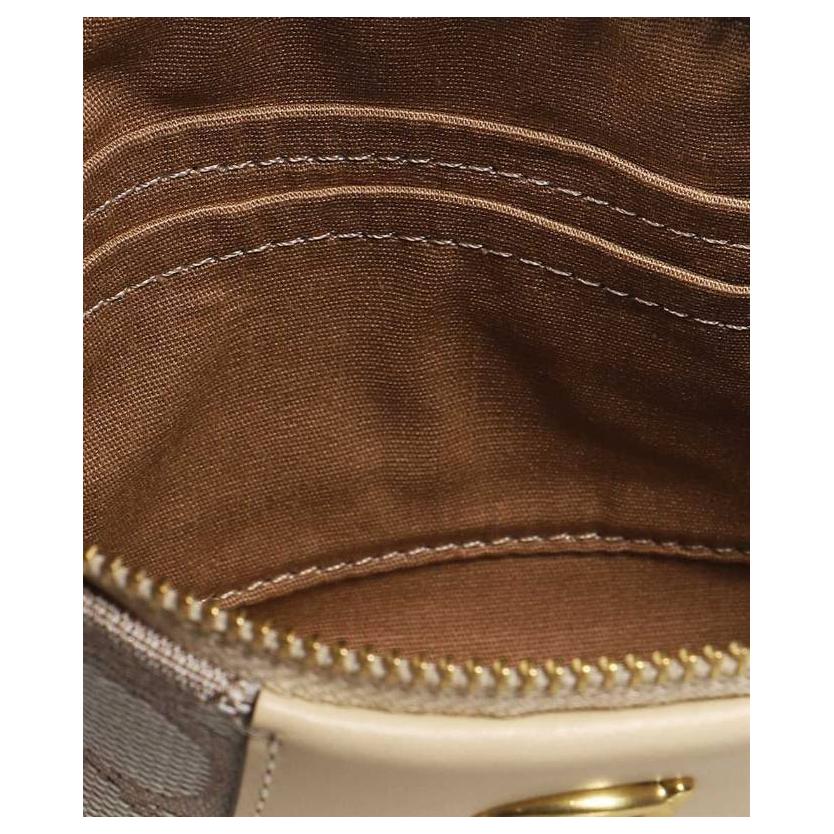 New COACH Wristlet Cotton With Cow Leather Clutch Women's Beige CI190-B4SHG