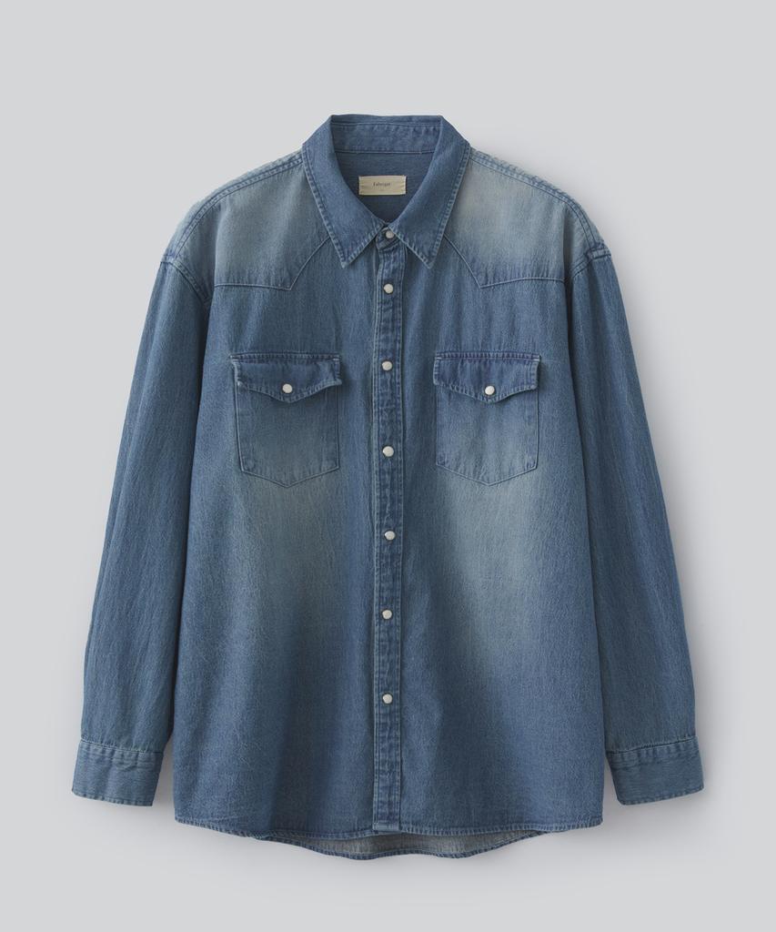Pabeulega Brush Western Denim Shirt (Medium Blue)