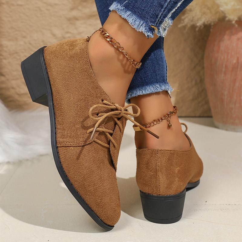 Fashion Vintage Leopard Print Derby Shoes for Women Casual Faux Suede Lace Up Work Shoes Woman Lightweight Comfortable Low Heel Loafers