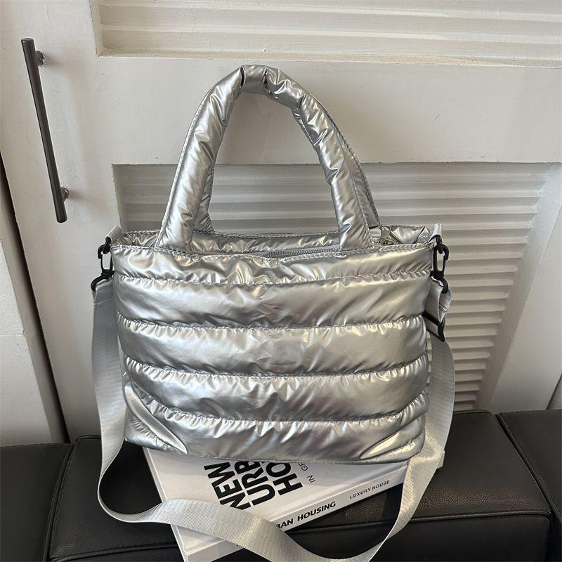 Cotton clothes women's bags spring and summer new embroidered thread space cotton shoulder handbag fashion glossy women's messenger bag