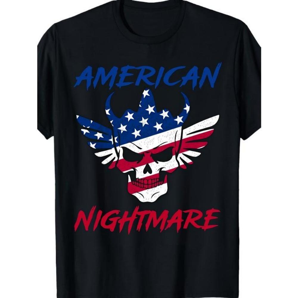 

Европейский размер Мужская футболка с графическим принтом American Nightmare Патриотическая Обычная посадка Короткий рукав Круглый вырез Мужской Большой размер, БОЛЬШОЙ РАЗМЕР S чёрный