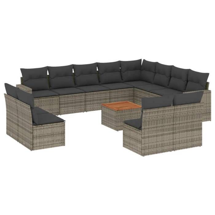 VidaXL Salon de jardin avec coussins 13 pcs gris résine tressée 3224373