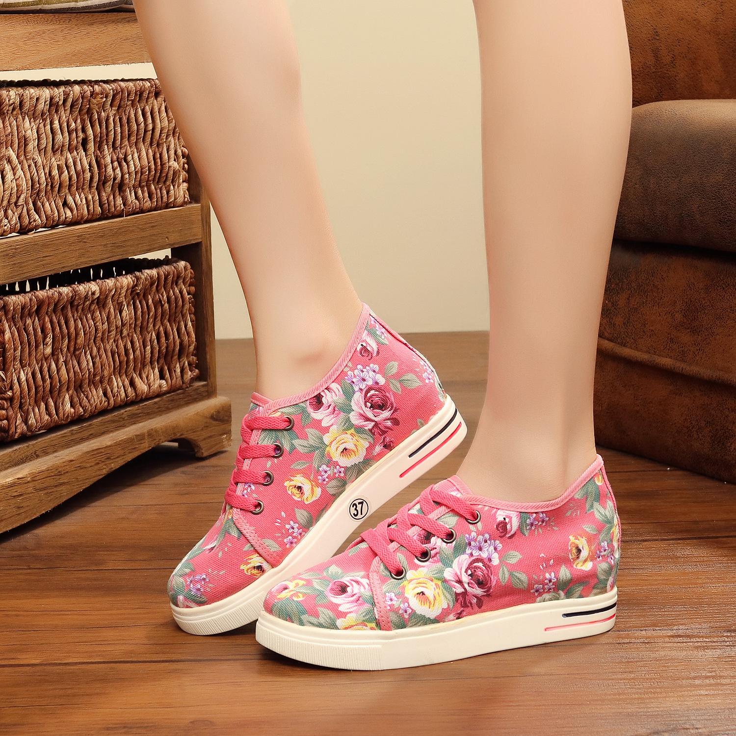 

Женская обувь, женские кроссовки на плоской подошве для женщин, повседневные кроссовки с принтом цветов, дизайнерские сексуальные туфли большого размера 40 розовый