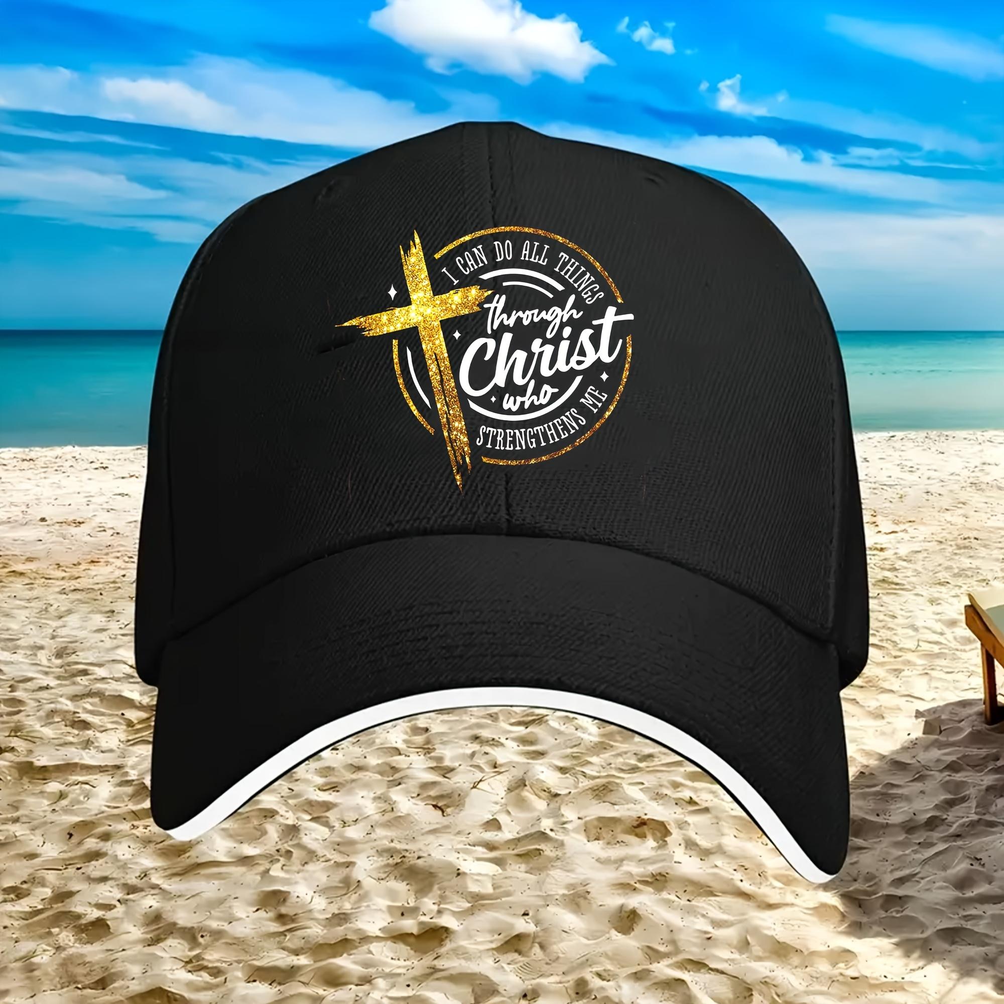 I Can Do All Things Through Christ Baseball Cap Christian Faith Adjustable Black Polyester Casual Summer Hat One Size