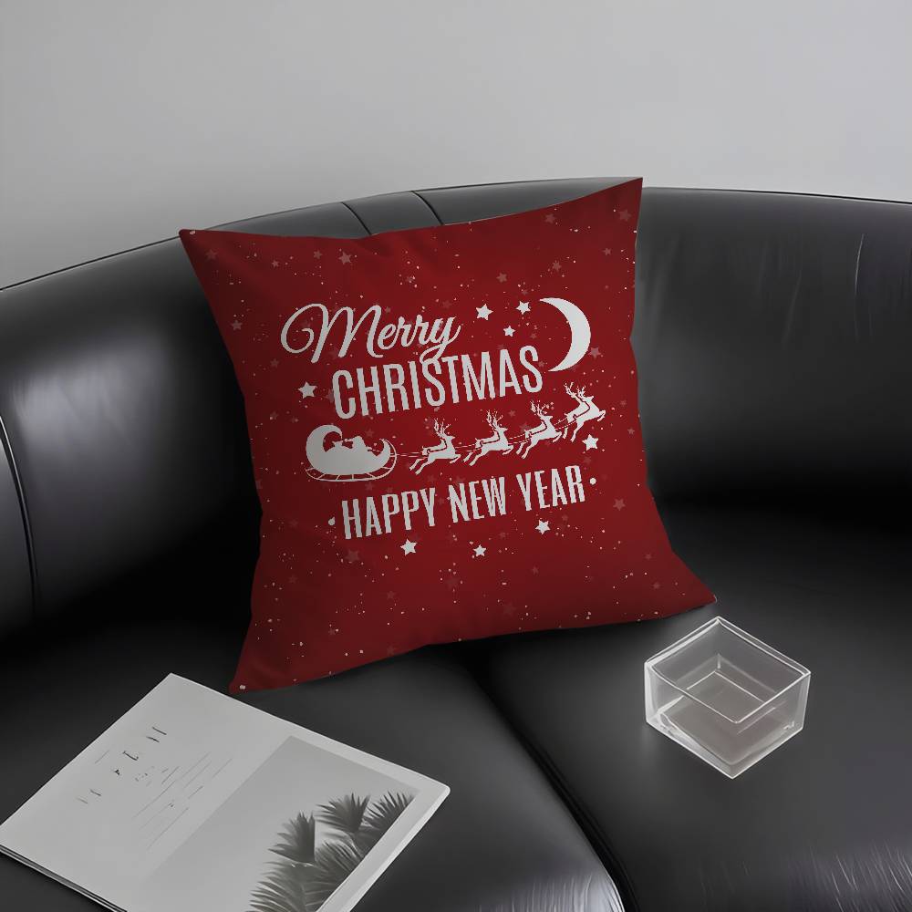 Christmas Santa Snowflake Elk Pillow Case  Plush Fabric Soft  Pillowcase Double Sided Print Cushion Cover Household Gifts
