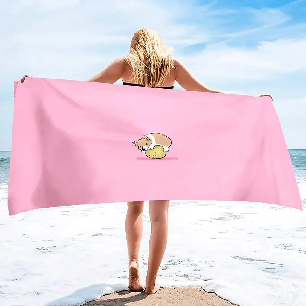 Cute Corgi Beach Towel, Corgi Gifts for Corgi Lovers, Kids Beach Towel, Soft Absorbent and Quick Dry Microfiber Bath Towel