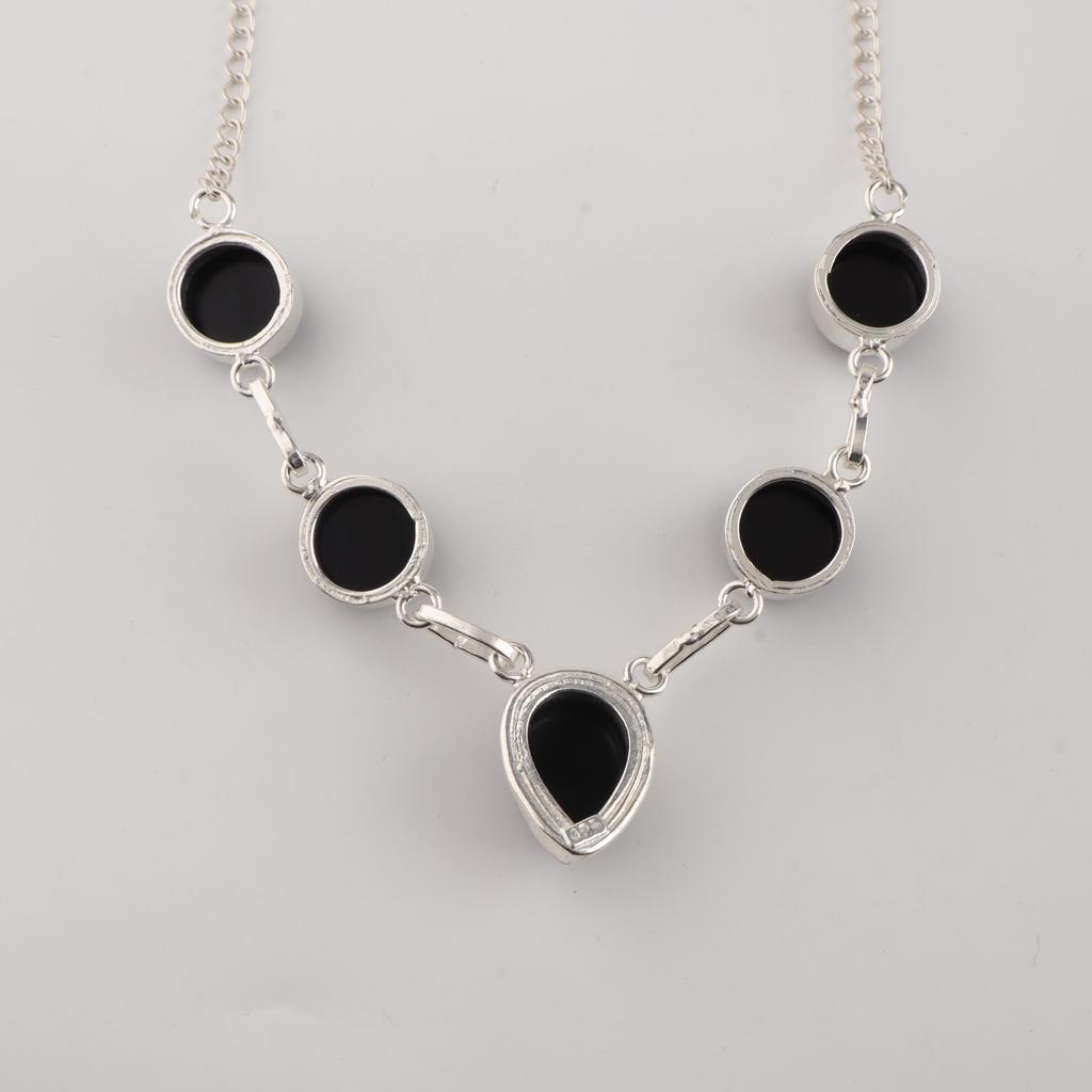 Piatră prețioasă Turmalină Neagră Bijuterii Argint Sterling 925 Colier Designer Handmade 16-18" RN-3-24