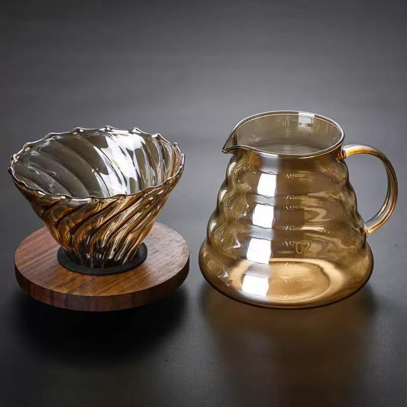 500ml Durable Glass Brewed Coffee Pot Brown Filtering Cup Glass Percolator Funnel Drip Pot Coffee Filter Home Coffee Supplies