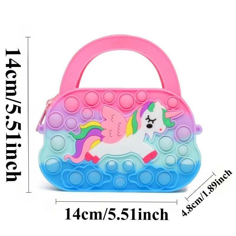 Unicorn Purses Handbag Fashion Fidgets Fashion Pop Purse Push Bubbles Fidget Toy Rainbow Wallet Ladies Bag Silica Bags for Girls