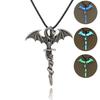 Vintage Glow In The Dark Cross Pendant Necklace Luminous Halloween Jewelry