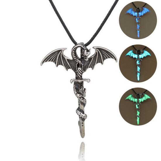 Vintage Glow In The Dark Cross Pendant Necklace Luminous Halloween Jewelry