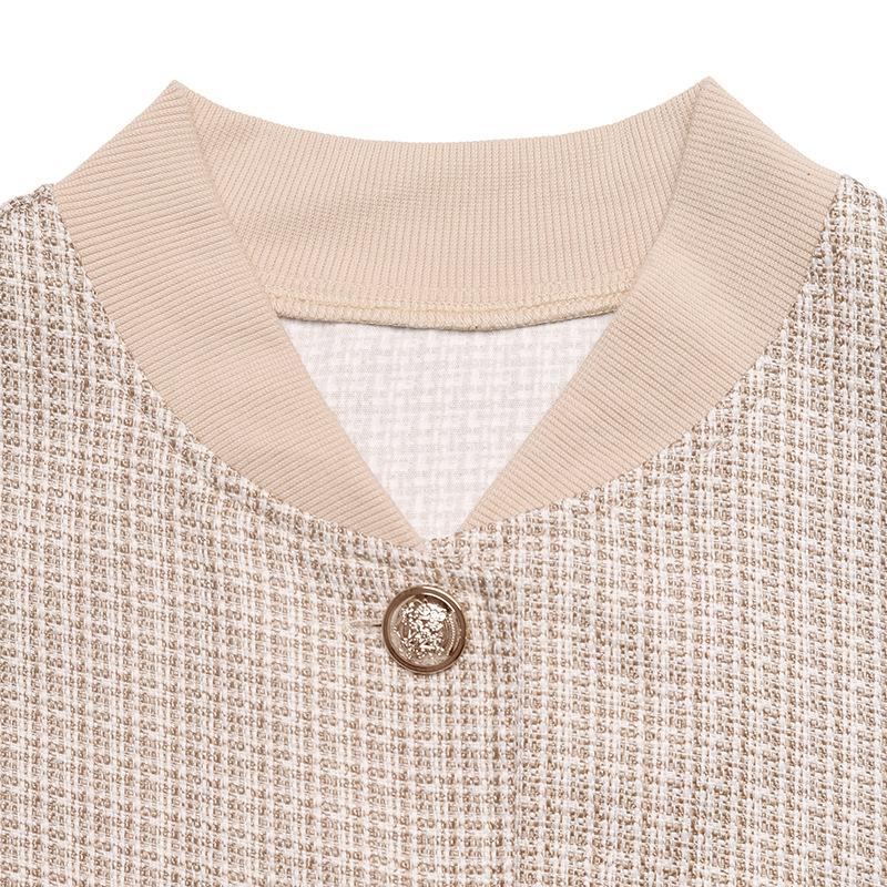 Baseballkragen Damenjacke Neue Herbst- und Winter-Freizeit-Vielseitige Strickjackenjacke