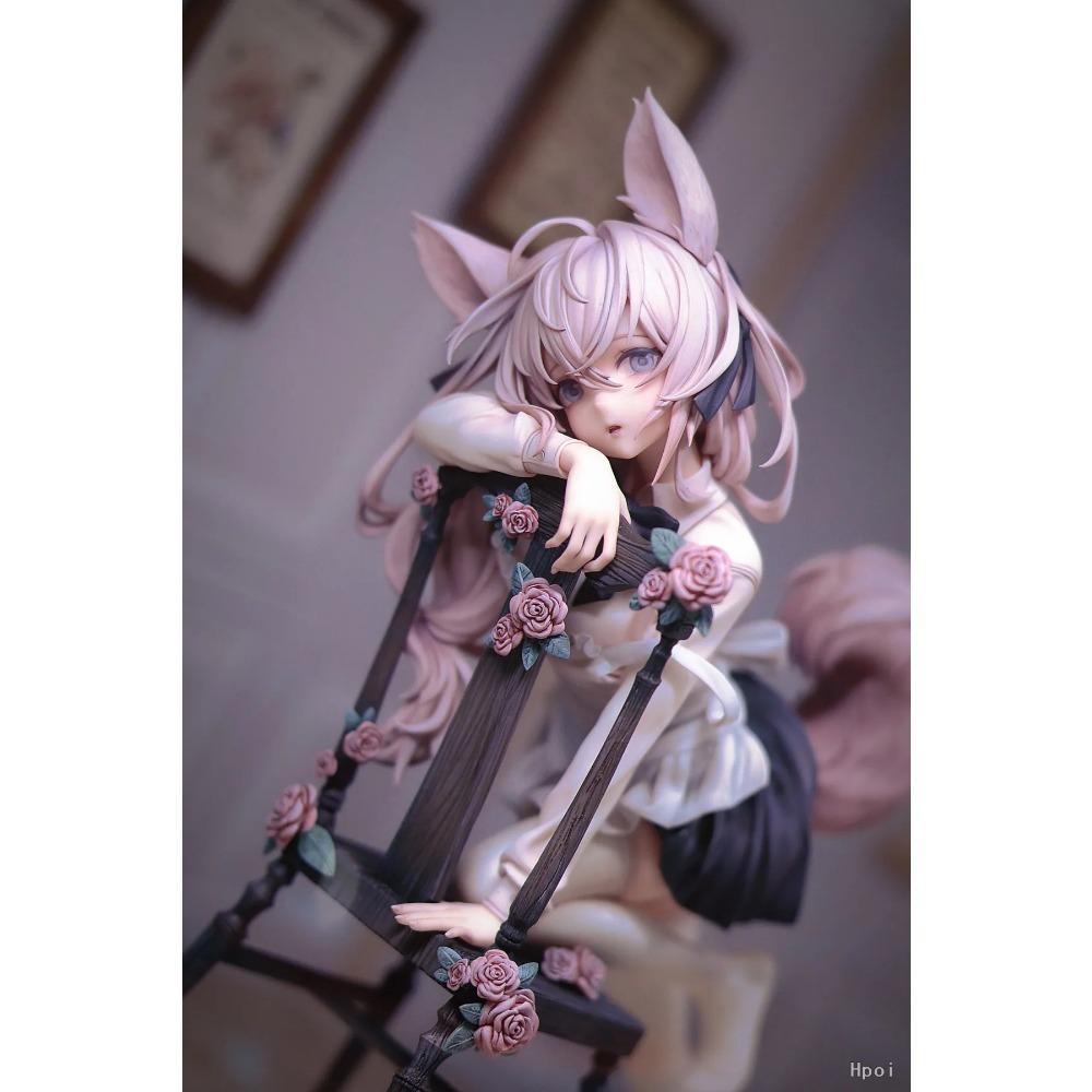 22CM Anime Rabbit Flova Figure 1/7 Stool Kneeling Scene Matching Model Toy Gift Collection Aciton Figure Rabbit Ears Ver PVC