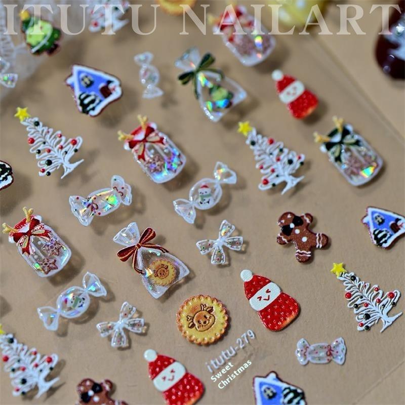 Niedliche Schneemann Nagelkunst-Aufkleber im Weihnachts-Stil Muschellicht Nagelkunst-Druck Geprägte Aufkleber Nagelkunst-Dekoration Weihnachtsgeschenke