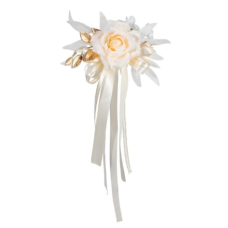 Ceremony Vehicle Handle Flower Ornament with Rose and Suction Cup for Wedding Car Styling and Photo Use