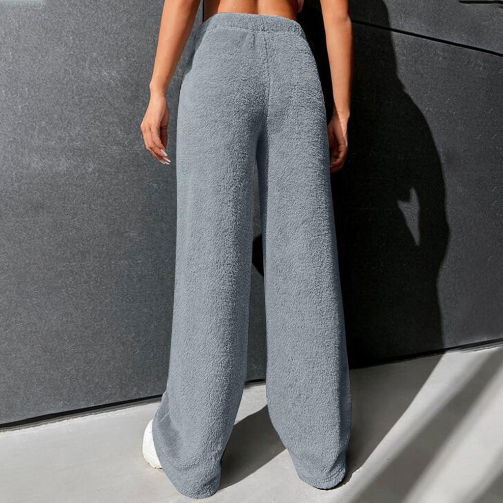 Women's Casual Elastic Waist Loose Plush Pants Beam Long Home Pants