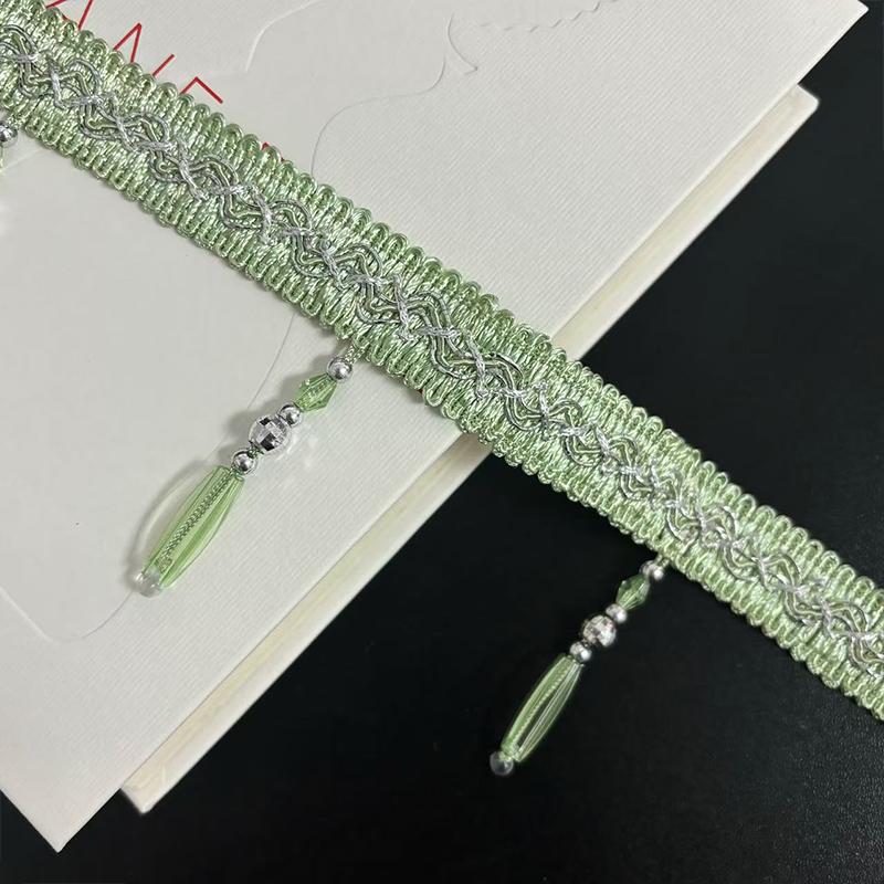 

12M Curtain Trims Crystal Beaded Lace Fringe Tassel DIY Curtain Accessories Sewing Edge Ribbon Decoration Upholstery Material