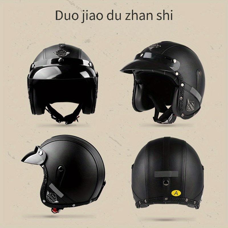 Retro Harley Motorcycle Helmet 555 Alligator Skin Pattern Silver Mirror Cruise Motorbike Three-Quarter Helmet Vintage Style