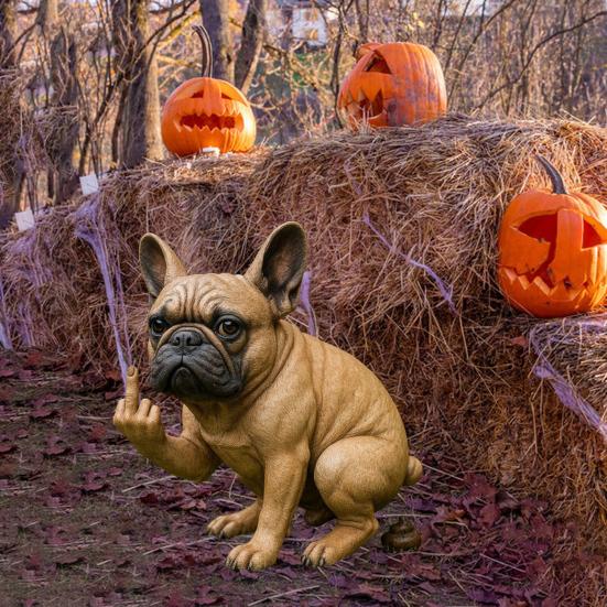 French Bulldog Garden Statue Lifelike Design Resin Dog Shape Figurine Ornament Home Garden Table Decor