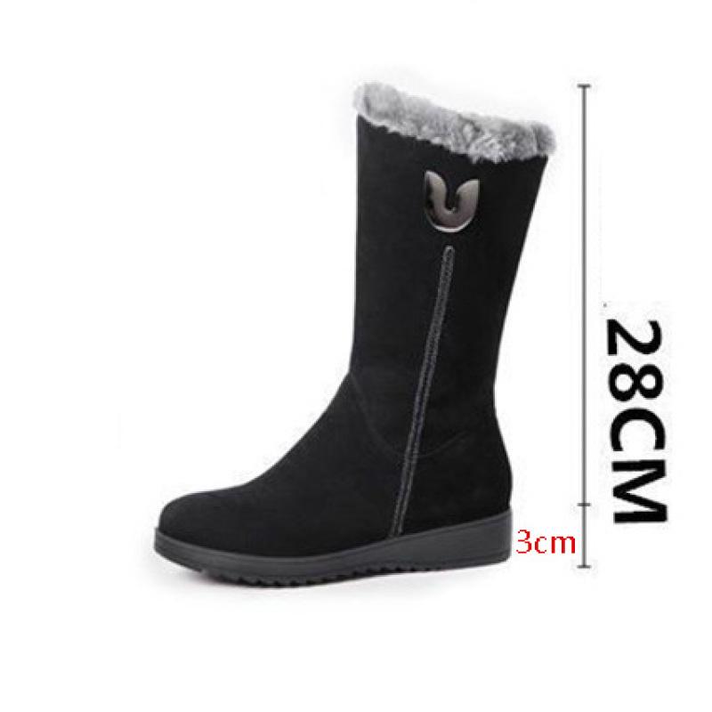 Winter Versatile Snow Boots Women's Shoes Padded Thickened Mid-calf Martin Boots Slope Heel Non-slip Warm Side Zipper Cotton Boots