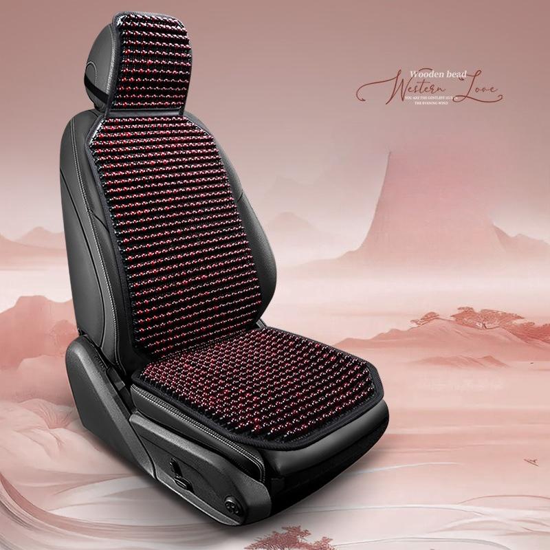 Summer Wooden Bead Car Seat Cushion - Breathable & Comfortable with Premium Wood Beads, Reinforced Stitching, Universal Fit