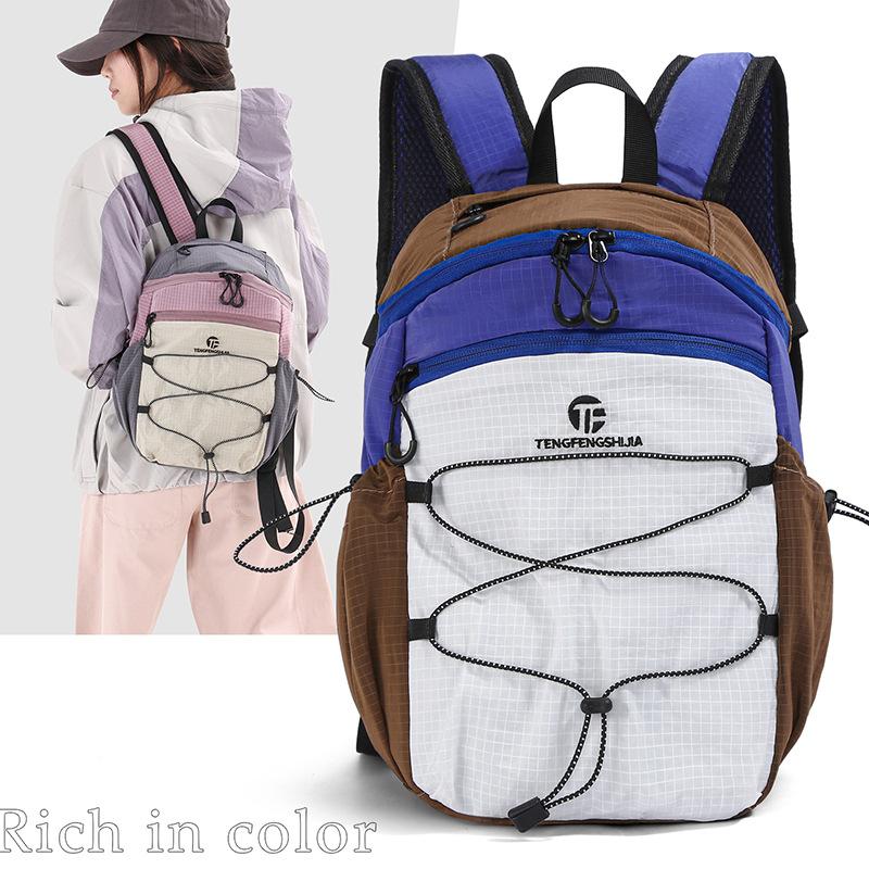 Schoolbag new lightweight contrasting backpack female college student leisure travel backpack outdoor sports nylon large-capacity schoolbag