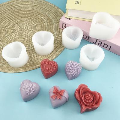 Heart Shaped Flower Silicone Mold 3D Rose Candle Soap Mold DIY Chocolate Ice Baking Mold Wedding Decoration Valentine's Day Gift