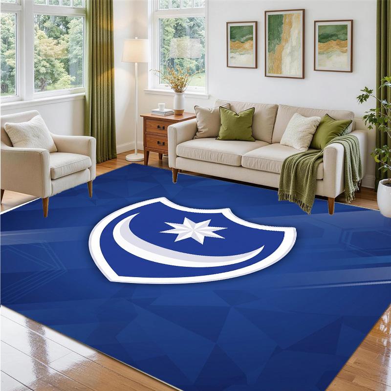 Portsmouth FC Design Crystal Velvet Rug Soft Decorative Mat for Bedroom Entrance