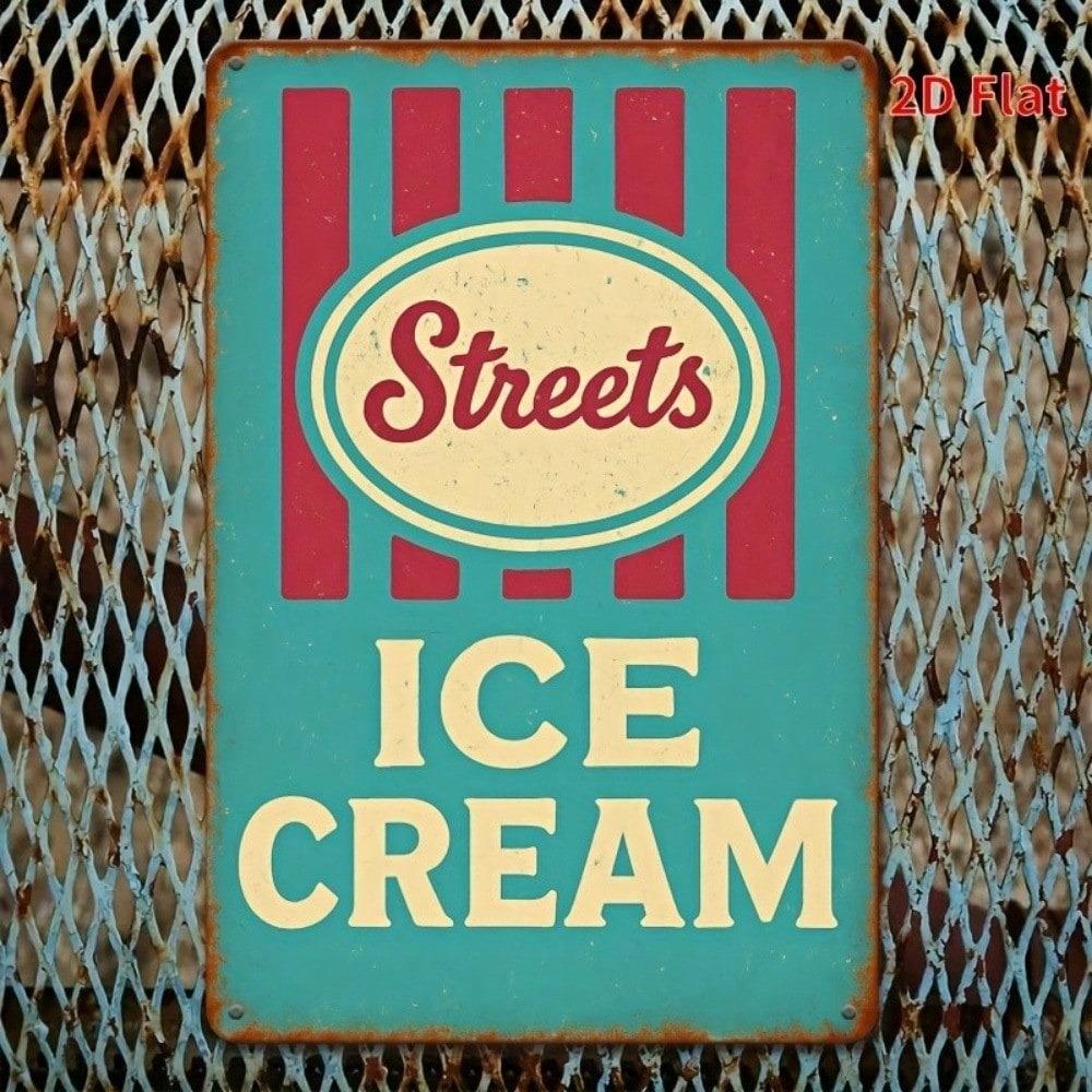 Retro Ice Cream Metal Tin Sign Wall Decor 12x8 Inch Vintage Kitchen Cafe Bar