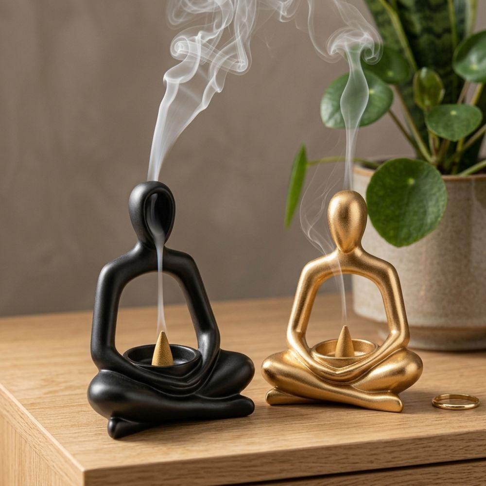 Minimalist Yoga Statue Incense Holder 3D Printed Sculpture Candle Holder Study Room