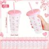2/20pcs 24oz Reusable Party Cups with Straw & Lid Cute Bow Plastic Tumblers for Cold Drinks Home Office Outdoor Use Summer Gift