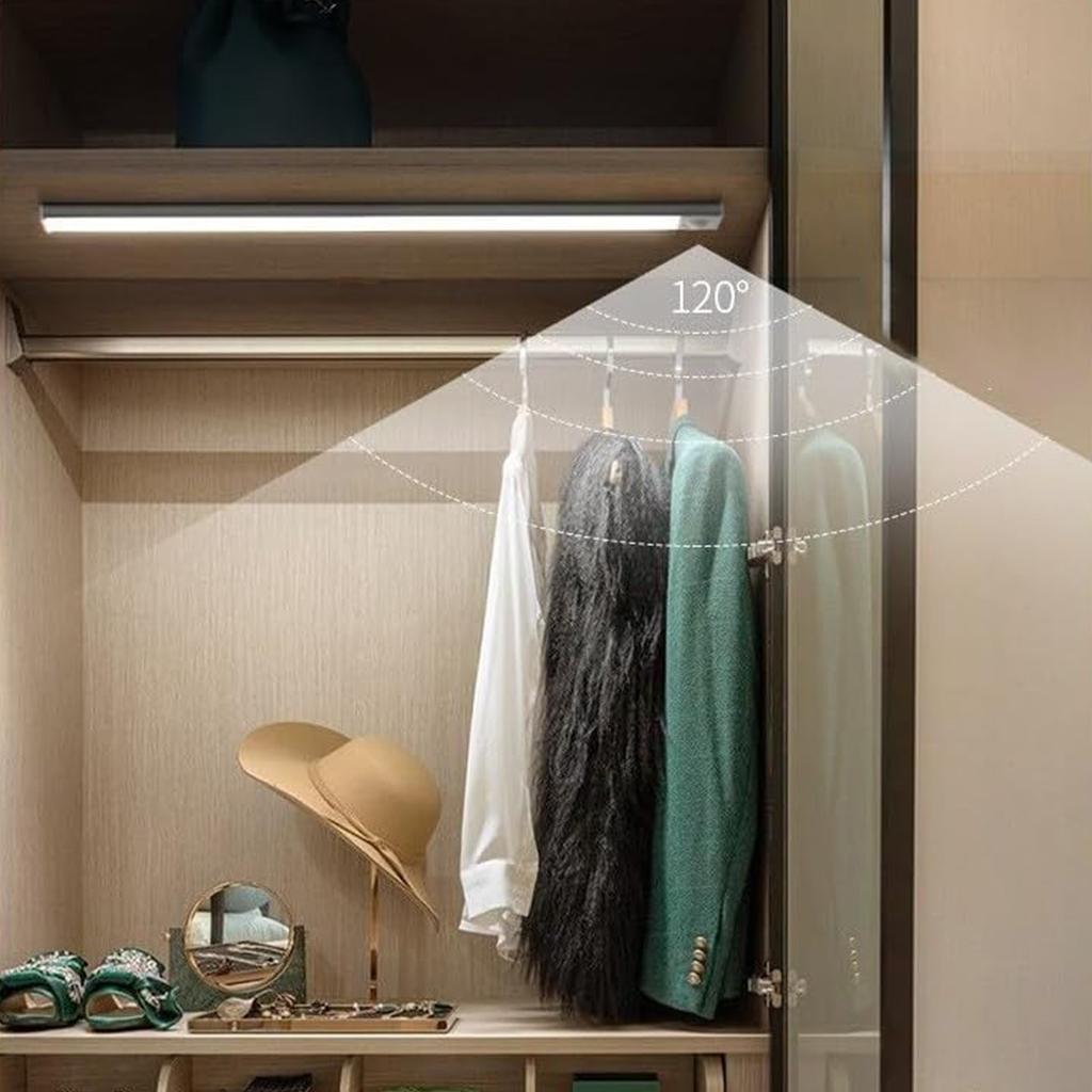 Ultra Slim Led Motion Sensor Light Strip Pir 10cm-50cm 3 Colors Paste Wall Lamp Usb Night Rechargeable Bedside Wireless Lighting