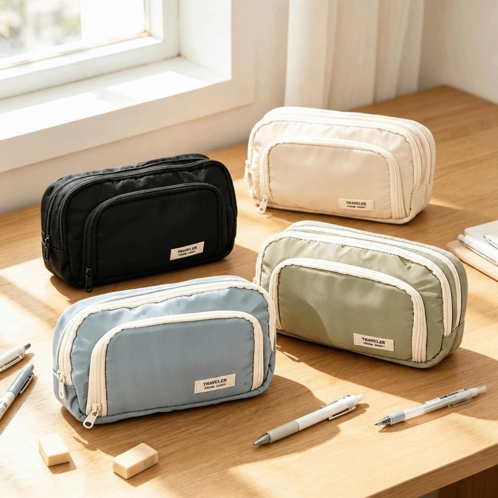 Large Capacity Pencil Case Multi Layer Compartment Stationery Box Simple Pen Case Student Supplies