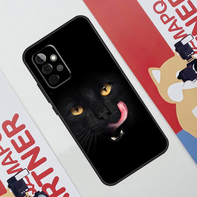 Black Cat Face Kitty Case For Samsung Galaxy A52 A32 A12 A56 A36 A16 A13 A23 A33 A53 A54 A34 A14 A15 A35 A55 A17